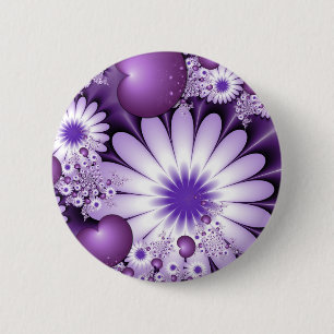 Abstracte bloemen en harten vallen in liefde - Fra Ronde Button 5,7 Cm