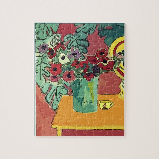 Abstracte bloemen en koffiebeker legpuzzel (Verticaal)