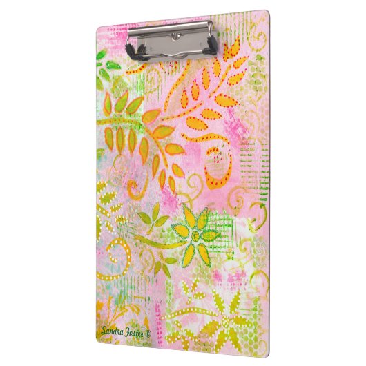 Abstracte bloemen en lederen Klembord (Links)