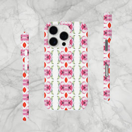 Abstracte bloemen en rode lippenstift iPhone 16 pro hoesje