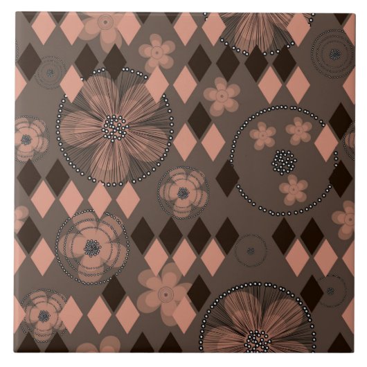 Abstracte bloemen en ruiters tegeltje (Voorkant)