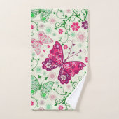 Abstracte bloemen en vlinders bad handdoek (Handdoek)