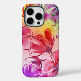 Abstracte bloemen en warme Waterverf iPhone 16 Pro Hoesje
