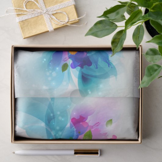 Abstracte bloemen en wolken - Weefselpapier Tissuepapier (Geschenk)