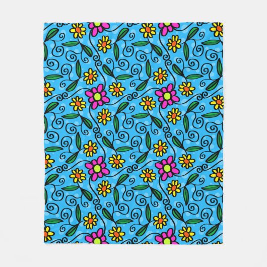 Abstracte bloemen fleece deken (Voorkant)