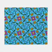 Abstracte bloemen fleece deken (Voorkant (Horizontaal))
