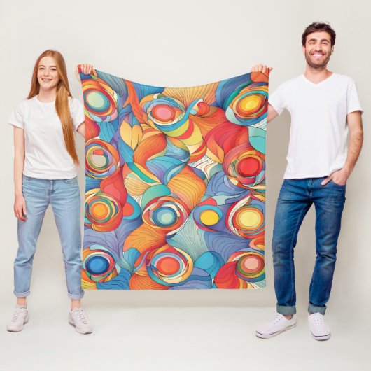 Abstracte Bloemen Fleece Deken (In situ)