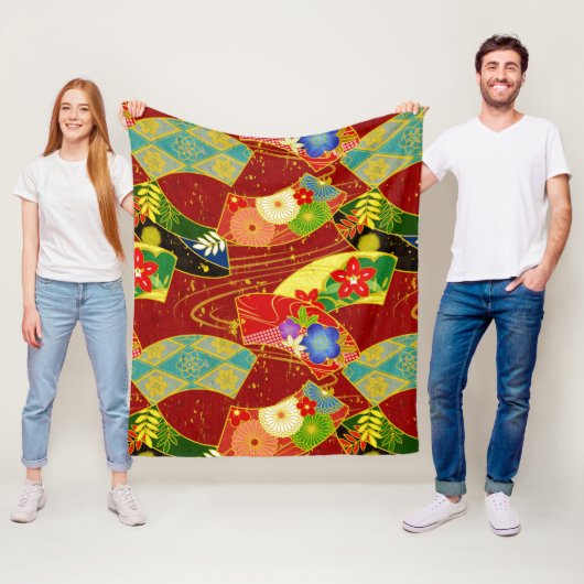 Abstracte bloemen fleece deken (In situ)