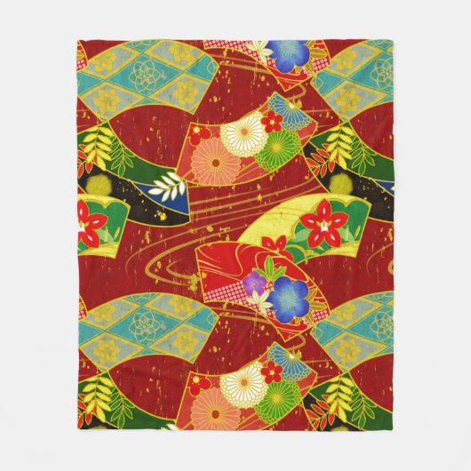 Abstracte bloemen fleece deken (Voorkant)