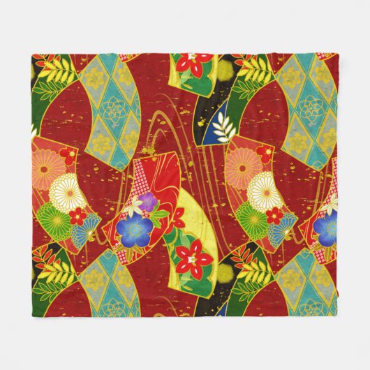 Abstracte bloemen fleece deken (Voorkant (Horizontaal))