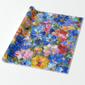 Abstracte Bloemen Impressionist  Cadeaupapier (Uitgerold)