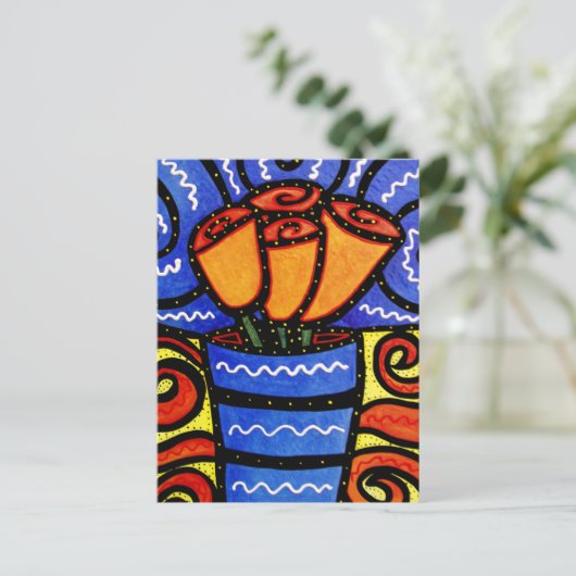 Abstracte Bloemen in Briefkaart van de Kunst van (Staand voorkant)