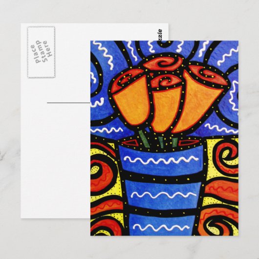 Abstracte Bloemen in Briefkaart van de Kunst van (Voorkant / Achterkant)