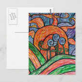 Abstracte Bloemen in Briefkaart van de Kunst van (Voorkant / Achterkant)