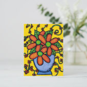 Abstracte bloemen in een vaas kleurrijk Briefkaart (Staand voorkant)