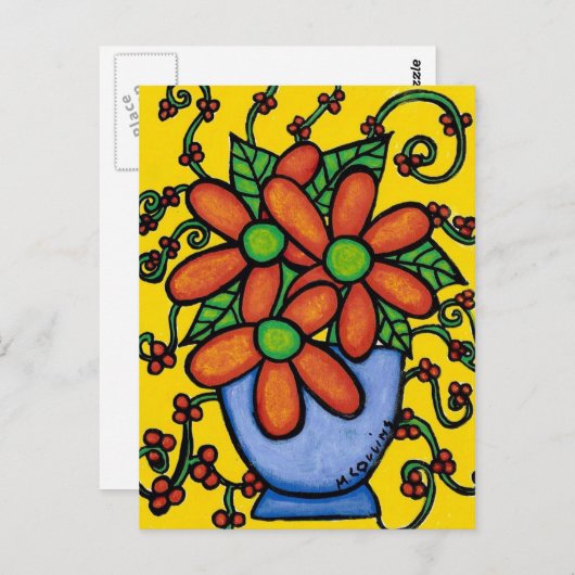 Abstracte bloemen in een vaas kleurrijk Briefkaart (Voorkant / Achterkant)