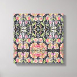 Abstracte Bloemen in Gemengde Techniek Canvas Afdruk