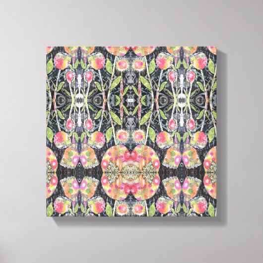Abstracte Bloemen in Gemengde Techniek Canvas Afdruk (Voorkant)