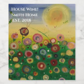 Abstracte bloemen in het veld in de zomer wijn etiket (Enkel label)