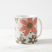 Abstracte bloemen in koraal, perzik & groen koffiemok (Voorkant rechts)