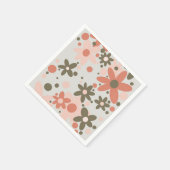 Abstracte bloemen in koraal, perzik & groen servet (Hoek)