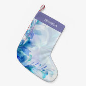 Abstracte bloemen in Paarse blauw en wit Kleine Kerstsok (Voorkant (Hangend))