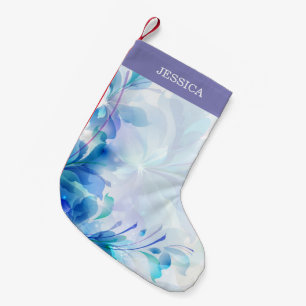 Abstracte bloemen in Paarse blauw en wit Kleine Kerstsok