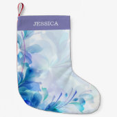 Abstracte bloemen in Paarse blauw en wit Kleine Kerstsok (Voorkant)