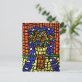 Abstracte bloemen in vaas briefkaart (Staand voorkant)
