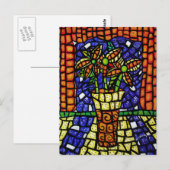 Abstracte bloemen in vaas briefkaart (Voorkant / Achterkant)