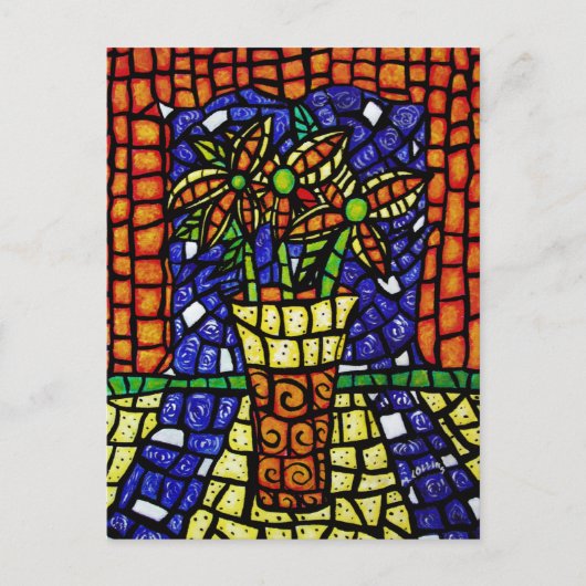 Abstracte bloemen in vaas briefkaart (Voorkant)