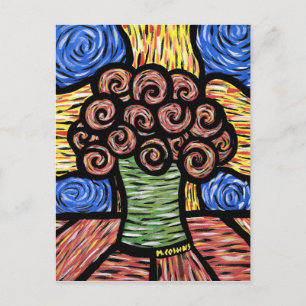 Abstracte bloemen in vet kleurrijk briefkaart