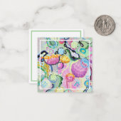 Abstracte bloemen Kaart Notitiekaartje (Voorkant / Achterkant in situ)