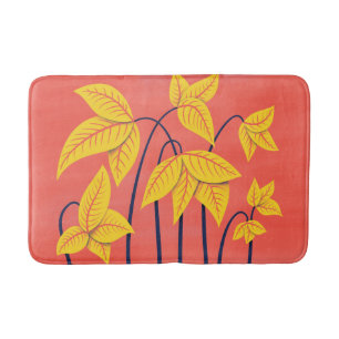 Abstracte bloemen Koraal Geel Floral Geometrische  Badmat