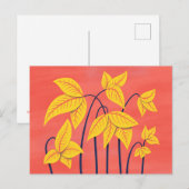 Abstracte bloemen Koraal Geel Floral Geometrische  Briefkaart (Voorkant / Achterkant)