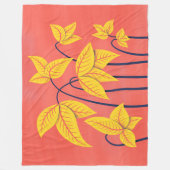 Abstracte bloemen Koraal Geel Floral Geometrische Fleece Deken (Voorkant)