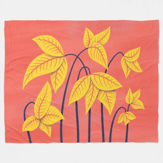 Abstracte bloemen Koraal Geel Floral Geometrische Fleece Deken (Voorkant (Horizontaal))