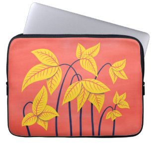 Abstracte bloemen Koraal Geel Floral Geometrische  Laptop Sleeve