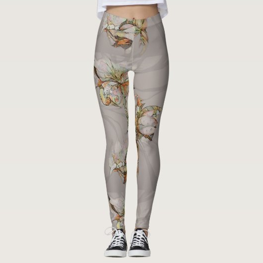Abstracte bloemen leggings (Voorkant)