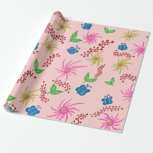 Abstracte Bloemen Mandala Patroon Ontwerp rood Cadeaupapier