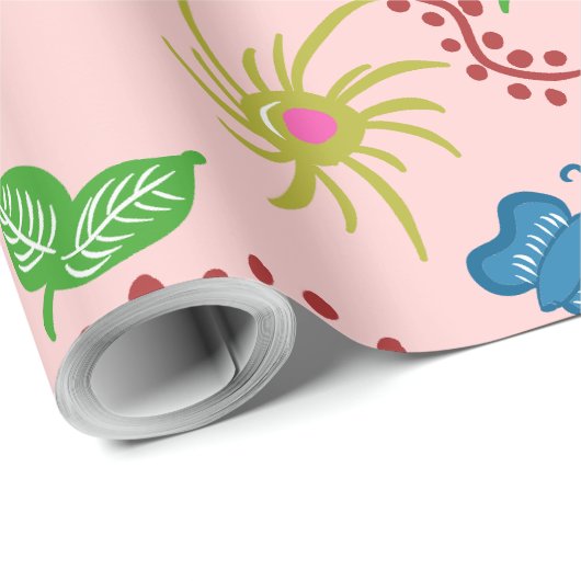 Abstracte Bloemen Mandala Patroon Ontwerp rood Cadeaupapier (Rol Hoek)