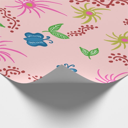 Abstracte Bloemen Mandala Patroon Ontwerp rood Cadeaupapier (Hoek)