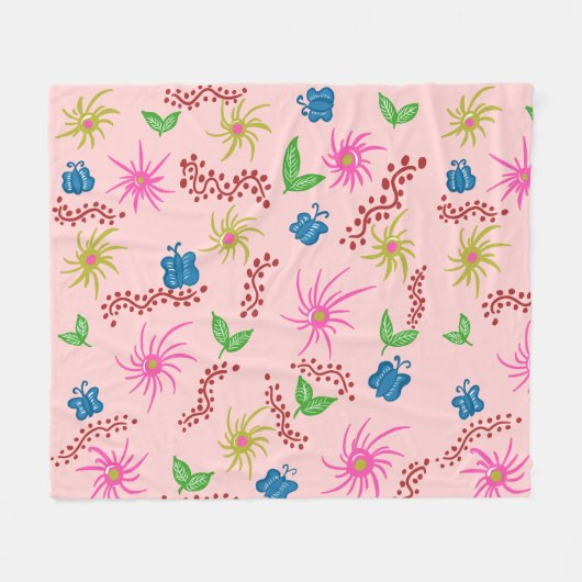 Abstracte Bloemen Mandala Patroon Ontwerp rood Fleece Deken (Voorkant (Horizontaal))