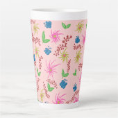 Abstracte Bloemen Mandala Patroon Ontwerp rood Latte Mok (Voorkant)