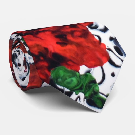 Abstracte Bloemen Mannen Stropdas Zilver (Opgerold)