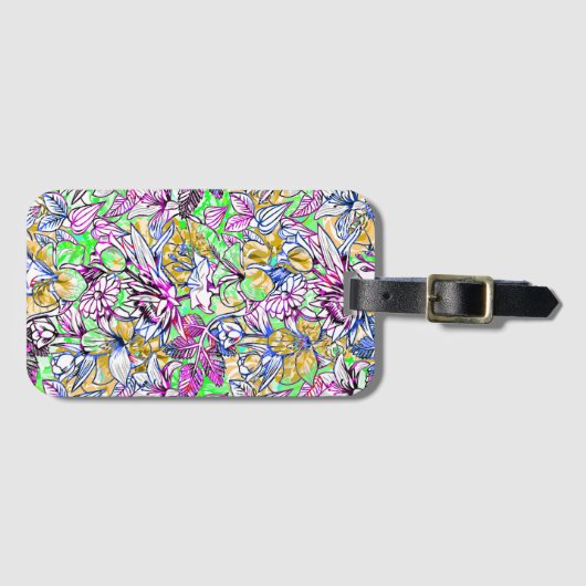 Abstracte bloemen, met een kleur, bagagelabel (Voorkant (horizontaal))