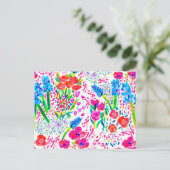 Abstracte bloemen, met een kleur, briefkaart (Staand voorkant)