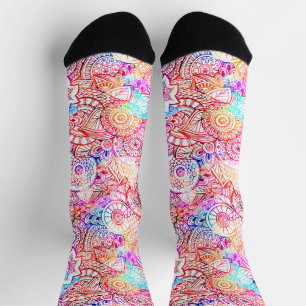 Abstracte bloemen, met een kleur, sokken