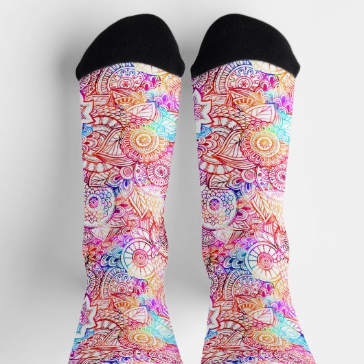 Abstracte bloemen, met een kleur, sokken (Top)