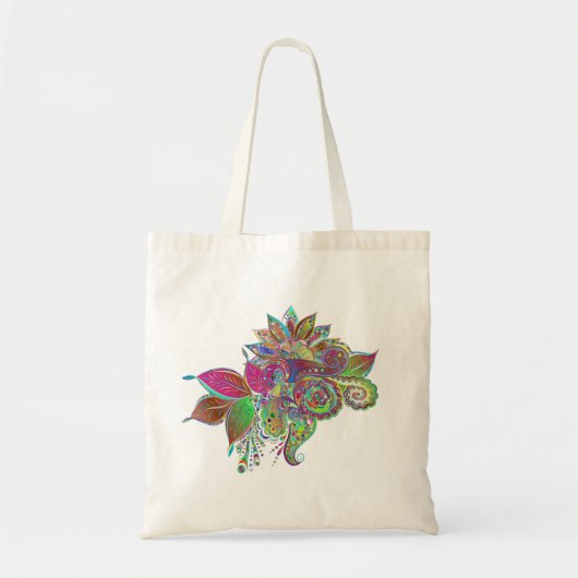 Abstracte bloemen met groene bladeren tote bag (Voorkant)